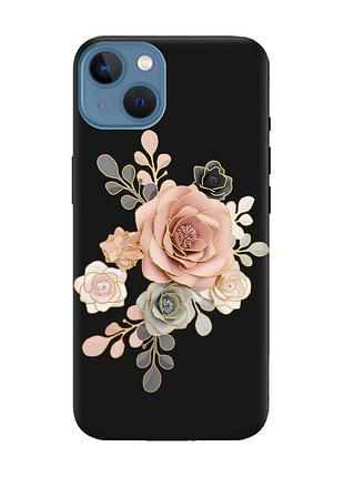 Матовий чохол з чорними боками на apple iphone 13 :: троянди (принт 275)