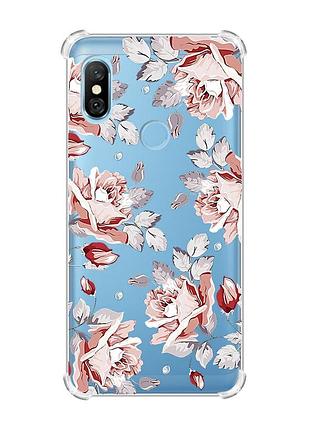Чохол з потовщеними кутами на xiaomi redmi note 6 pro :: фон троянди (принт 273)