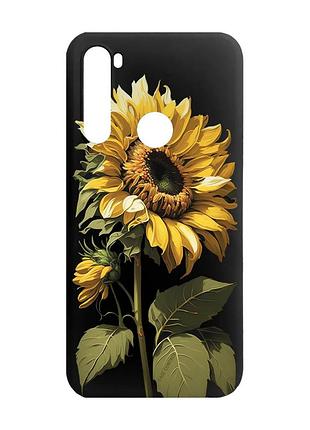 Матовый чехол с черными боками на xiaomi redmi note 8 :: подсолнечник (принт 274)