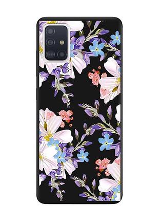 Матовый чехол с черными боками на samsung galaxy a51 :: цветочный рисунок (принт 272)