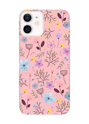 Матовий чохол з рожевими боками на apple iphone 12/12 pro (6.1) :: квітковий фон (принт 267)