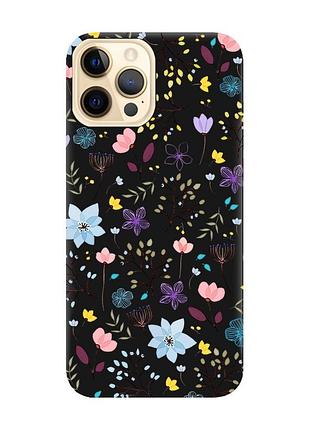 Матовий чохол з чорними боками на apple iphone 12 pro max квітковий фон (принт 267)