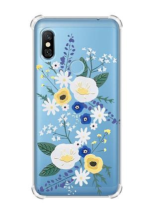 Чехол с утолщёнными углами для xiaomi redmi note 6 pro :: цветы. акварель (принт 271)