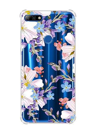 Чохол з потовщеними кутами на huawei y7 2018/y7 prime 2018 :: квітковий малюнок (принт 272)