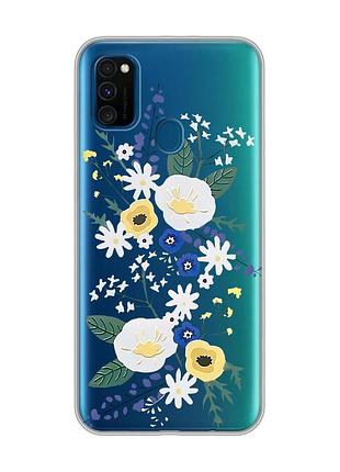 Прозрачный чехол на samsung galaxy m30s/м21 :: цветы. акварель (принт 271)