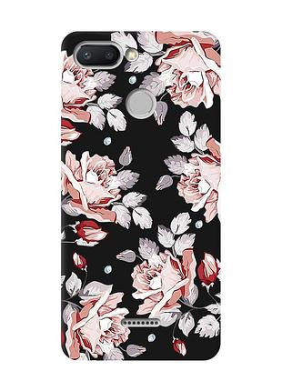 Матовий чохол з чорними боками на xiaomi redmi 6 :: фон троянди (принт 273)