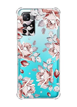 Чохол з потовщеними кутами на xiaomi redmi note 11 4g :: фон троянди (принт 273)