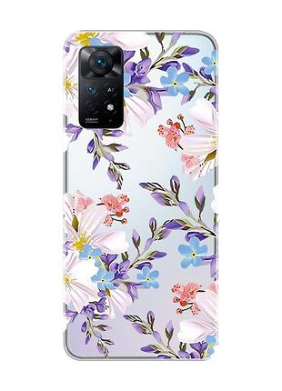 Прозрачный чехол на xiaomi redmi note 11 pro/12 pro 4g :: цветочный рисунок (принт 272)