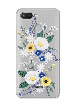 Прозрачный чехол на xiaomi redmi 6 :: цветы. акварель (принт 271)