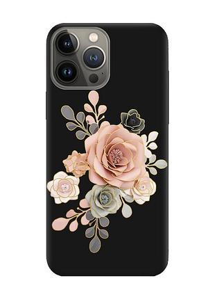 Матовый чехол с черными боками на apple iphone 13 pro :: розы (принт 275)