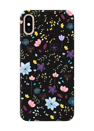 Матовий чохол з чорними боками на iphone xs max квітковий фон (принт 267)