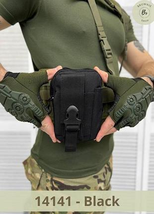 Подсумок тактический с molle silver knight черный, олива, койот, мультикам. сумка на пояс (арт. 14141-4) black