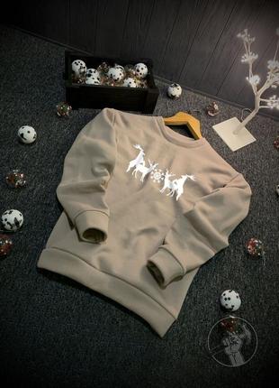 Стильный мужской новогодний свитшот кофта толстовка с оленями1 фото