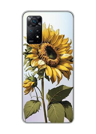 Прозорий чохол на xiaomi redmi note 11 pro :: соняшник (принт 274)