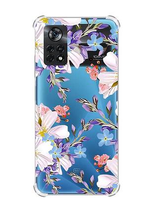 Чохол з потовщеними кутами на xiaomi poco x4 pro 5g :: квітковий малюнок (принт 272)