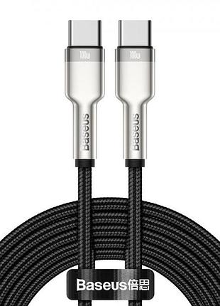 Кабель baseus cafule metal type-c to type-c 100w (2m) (black)