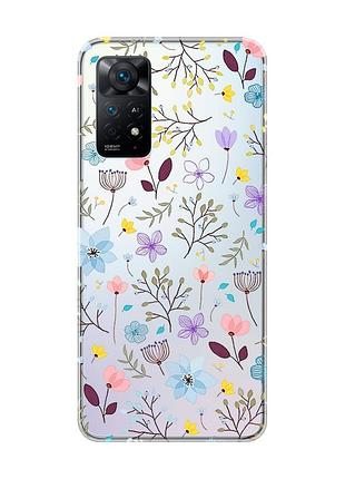 Прозрачный чехол на xiaomi redmi note 11 pro/12 pro 4g :: цветочный фон (принт 267)