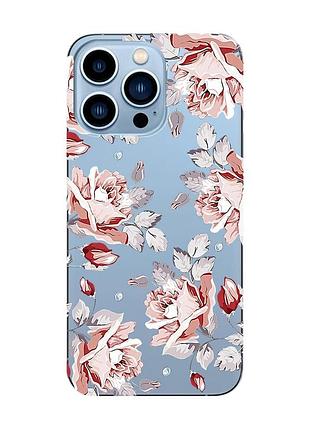 Прозорий чохол на apple iphone 13 pro max :: фон троянди (принт 273)