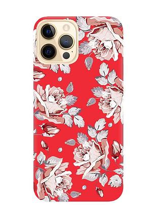Матовый чехол с красными боками на apple iphone 12 pro max :: фон розы (принт 273)