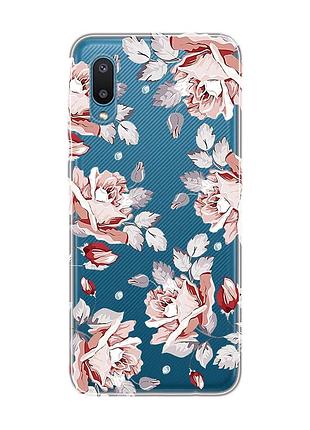 Прозрачный чехол на samsung galaxy a02/a022 (2021) :: фон розы (принт 273)