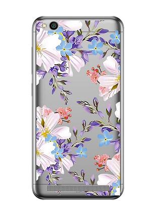Прозрачный чехол на xiaomi redmi 5a :: цветочный рисунок (принт 272)
