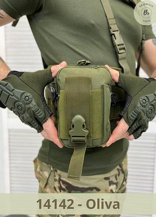 Подсумок тактический с molle silver knight черный, олива, койот, мультикам. сумка на пояс (арт. 14141-4) oliva
