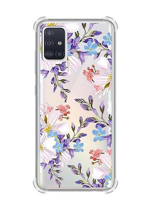 Чехол с утолщёнными углами на samsung galaxy a71 / a715 :: цветочный рисунок (принт 272)