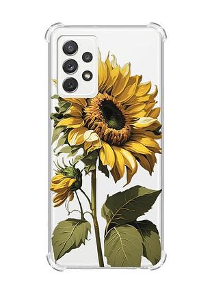 Чехол с утолщёнными углами на samsung galaxy a72 (a725) :: подсолнечник (принт 274)