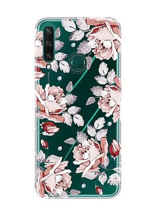 Прозрачный чехол на huawei y6p :: фон розы (принт 273)