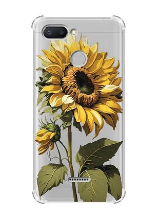 Чехол с утолщёнными углами для xiaomi redmi 6 :: подсолнечник (принт 274)