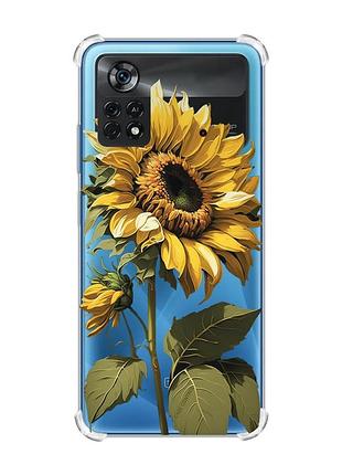 Чохол з потовщеними кутами на xiaomi poco x4 pro 5g :: соняшник (принт 274)