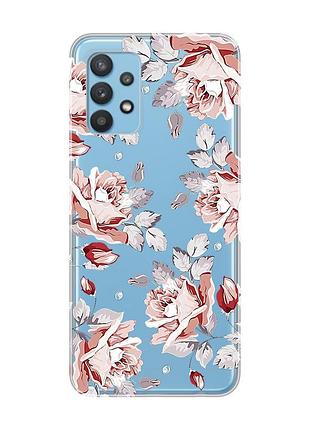 Прозрачный чехол на samsung galaxy a32 :: фон розы (принт 273)