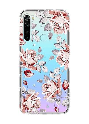 Прозрачный чехол на xiaomi redmi note 8 :: фон розы (принт 273)
