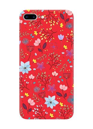 Матовий чохол з червоними боками на apple iphone 7 plus/8 plus :: квітковий фон (принт 267)