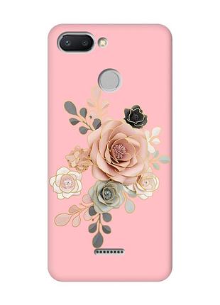 Матовий чохол з рожевими боками на xiaomi redmi 6 :: троянди (принт 275)