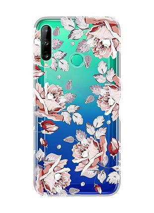 Прозрачный чехол для huawei р40 lite e / y7p :: фон розы (принт 273)