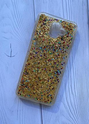 Силиконовый чехол с плавающими блестками для samsung galaxy j6 plus золотой разноцветный