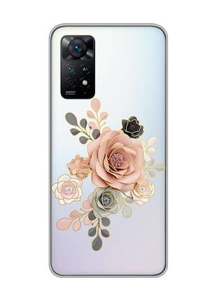 Прозрачный чехол на xiaomi redmi note 11 pro/12 pro 4g :: розы (принт 275)