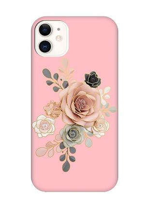 Матовий чохол з рожевими боками на apple iphone 11 (6.1) :: троянди (принт 275)