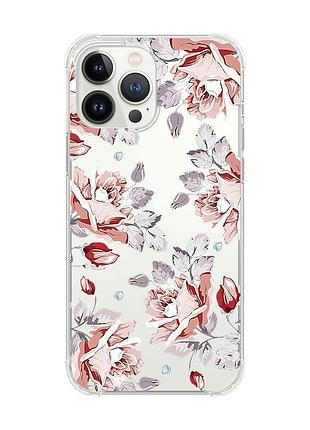Чехол с утолщёнными углами на iphone 14 pro max :: фон розы (принт 273)
