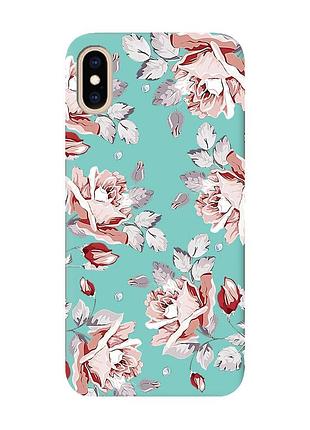 Матовый чехол с бирюзовыми боками на iphone xs max :: фон розы (принт 273)