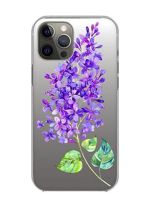 Прозрачный чехол на iphone 12 pro max :: веточка сирени (принт 280)
