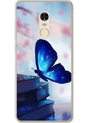 Чехол силиконовый с картинкой на xiaomi redmi note 4 (бабочка)