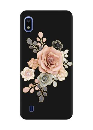 Матовый чехол с черными боками на samsung galaxy a10 (2019) a105 :: розы (принт 275)