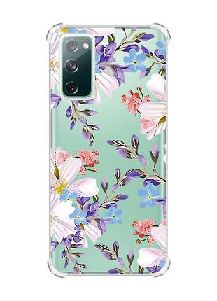 Чехол с утолщенными углами на samsung galaxy s20 fe :: цветочный рисунок (принт 272)