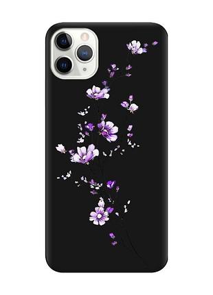 Матовый чехол с черными боками на iphone 11 pro max (6.5) :: веточка цветов (принт 278)