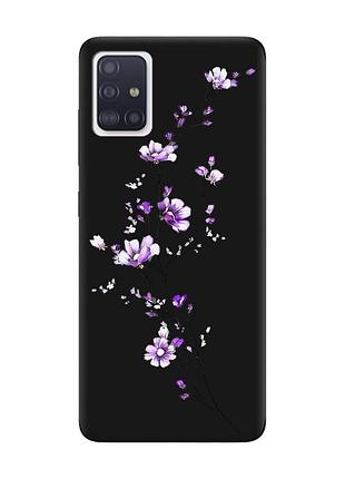 Матовий чохол з чорними боками на samsung galaxy a71/a715 :: гілочка квітів (принт 278)