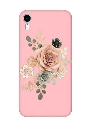Матовый чехол с розовыми боками на apple iphone xr :: розы (принт 275)