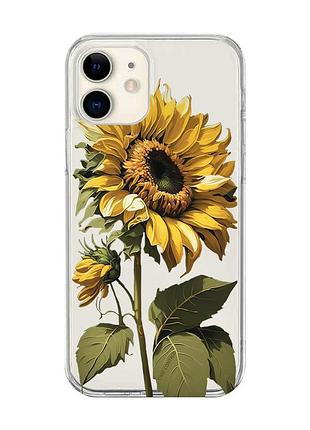 Прозрачный чехол на iphone 12 mini :: подсолнечник (принт 274)