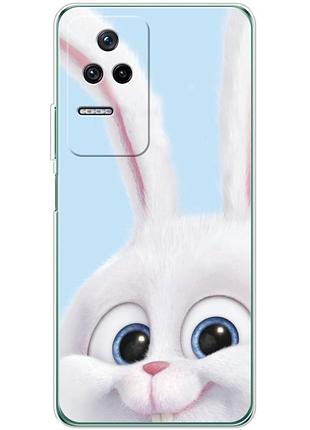 Чехол силиконовый с картинкой на xiaomi poco f4 (кролик снежок)